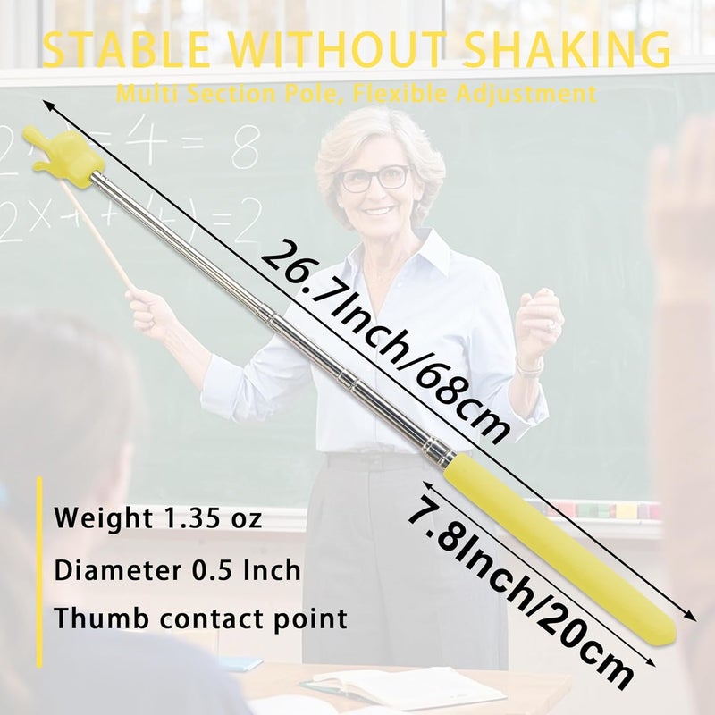 LYMXsd 2PCS Pointer Stick for Classroom – Multipurpose Teacher Pointer Stick, Extendable Classroom Pointer and Finger Pointer Stick, Engaging Colors, Classroom Essentials for Effective Presentations Yellow - Image 5